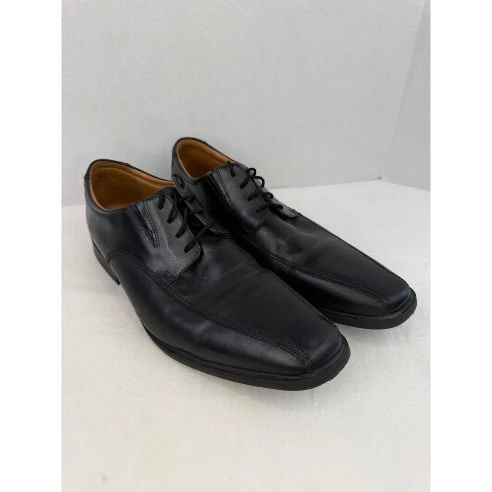 Clarks Collection Mens Black Leather Bicycle Toe Oxford Dress‎ Shoes Size 15 M